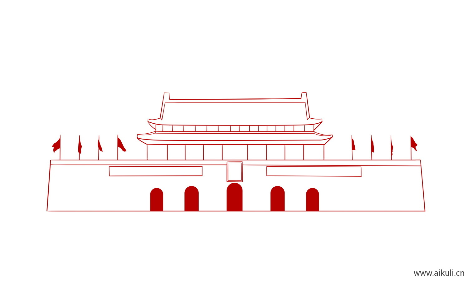 线稿天安门M剪影PSD元素