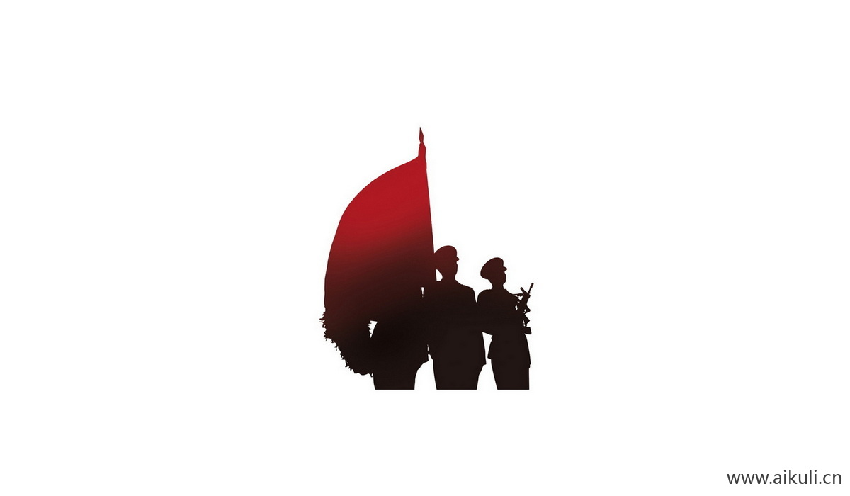 剪影人物G红色士兵战士军PSD素材