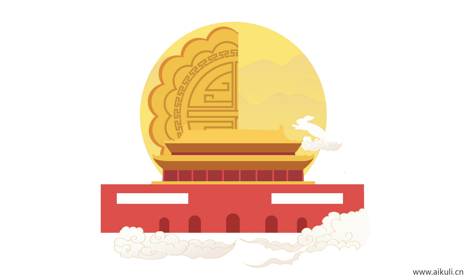 天安门建筑S手绘插画psd素材