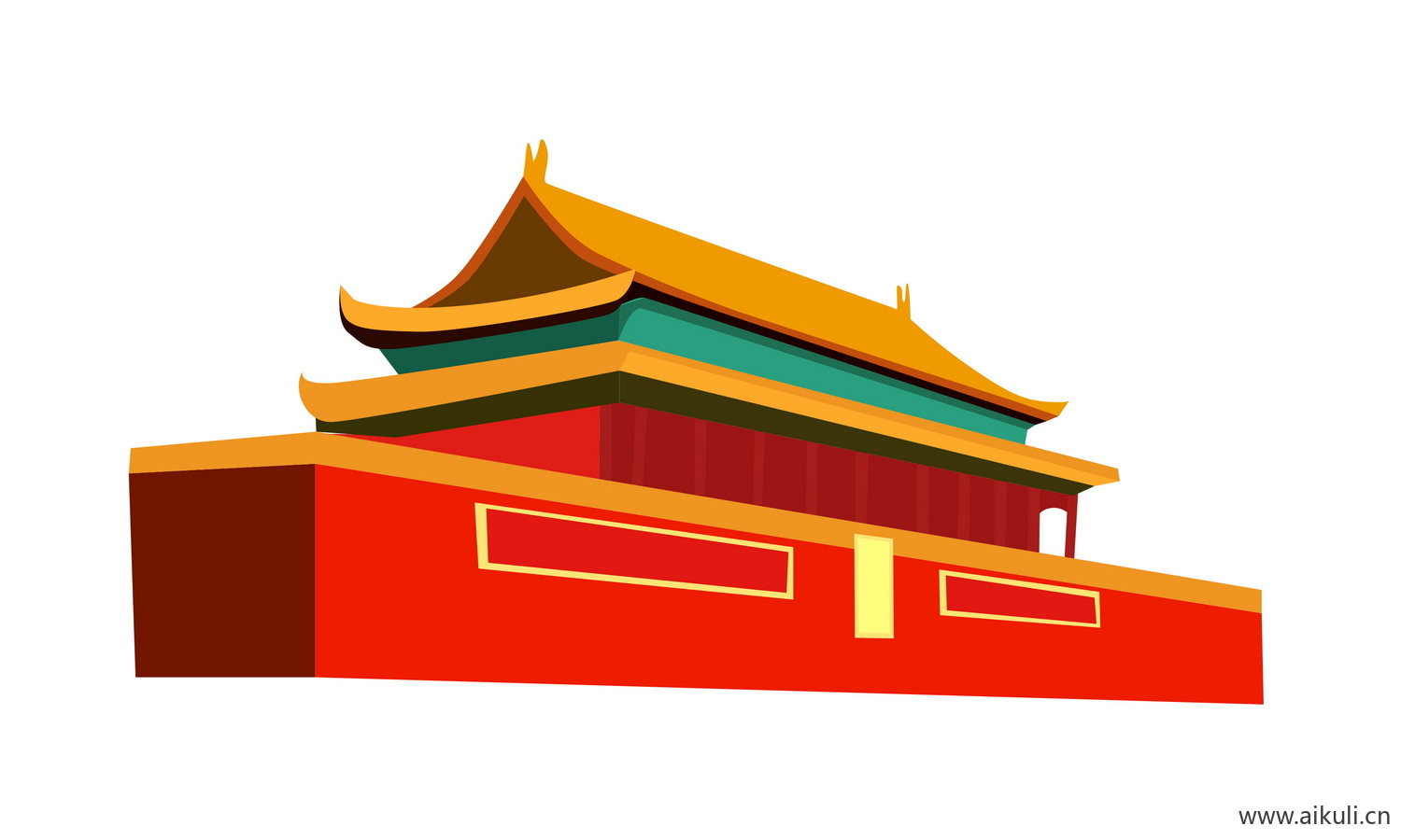 插画背景D天安门建筑psd素材
