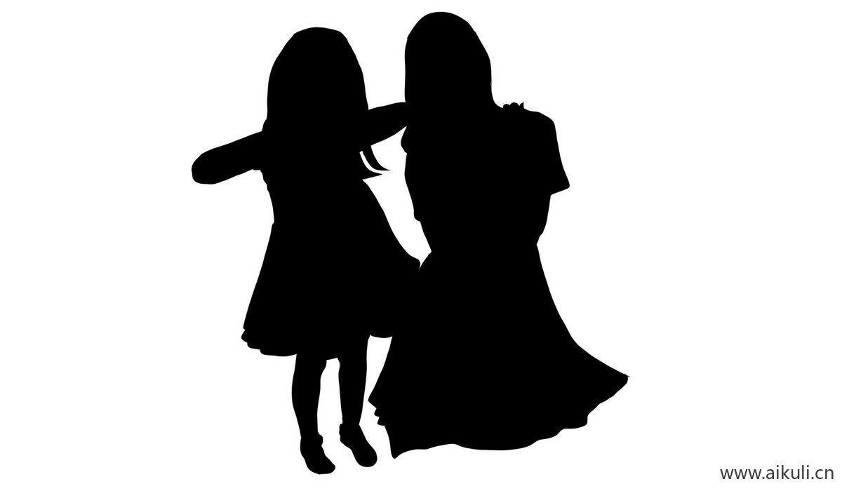 现代黑色剪影F父母子女剪影PS素材