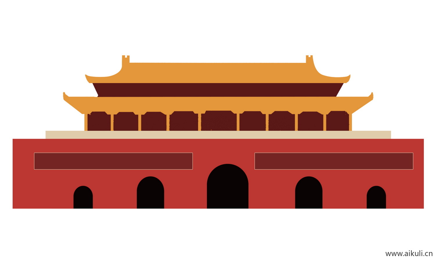 卡通插画背景M天安门建筑psd素材