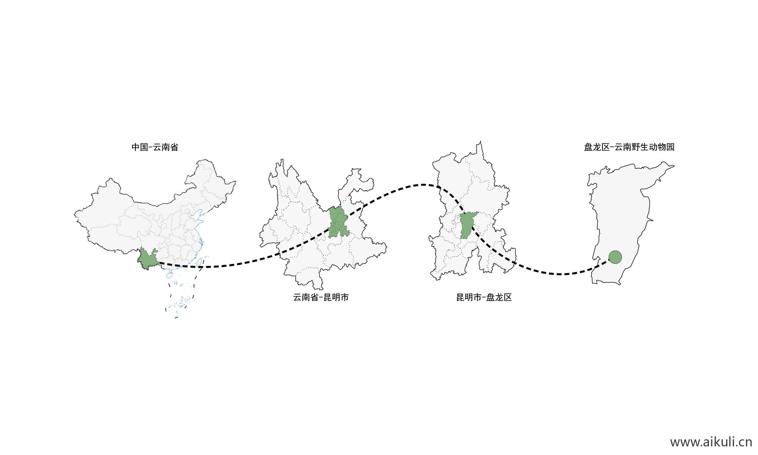 云南省昆明市免抠地理地图区位分析图素材