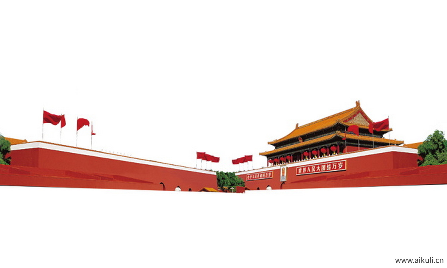 插画背景H天安门建筑psd素材