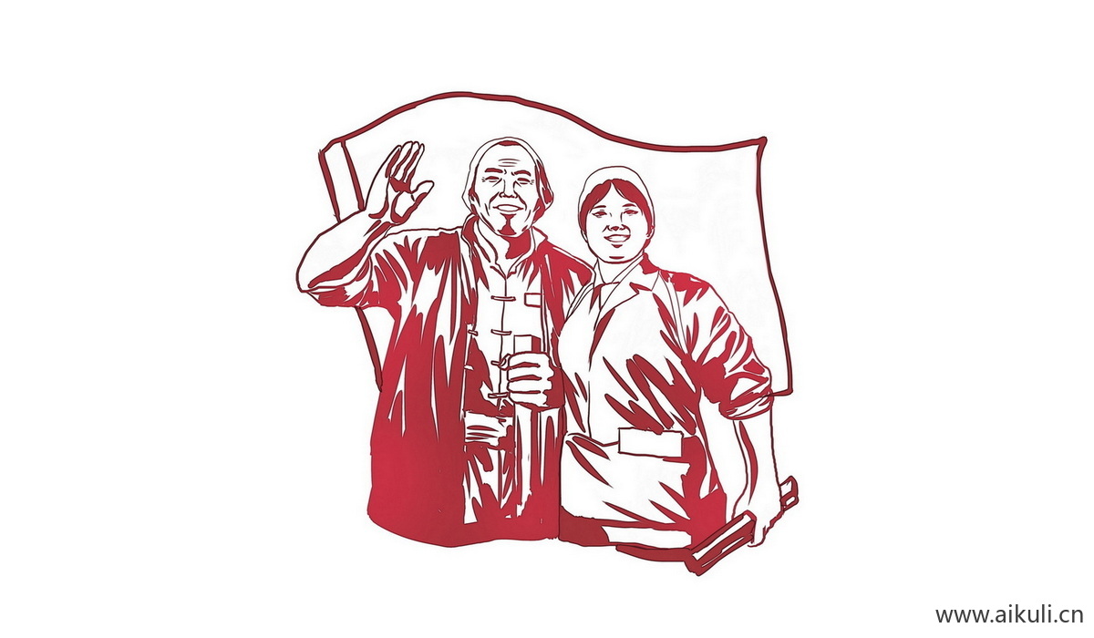 红色士兵战士军I人物雕像敬礼PSD剪影人物