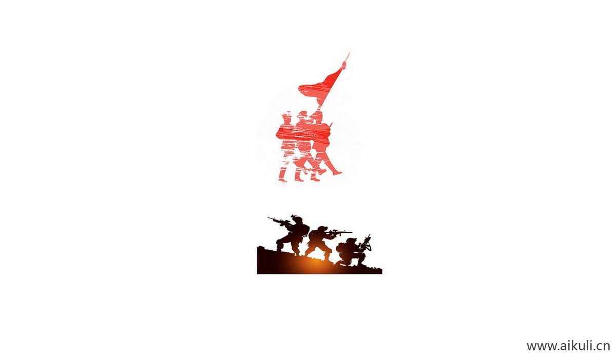 剪影人物P红色士兵战士军PSD素材