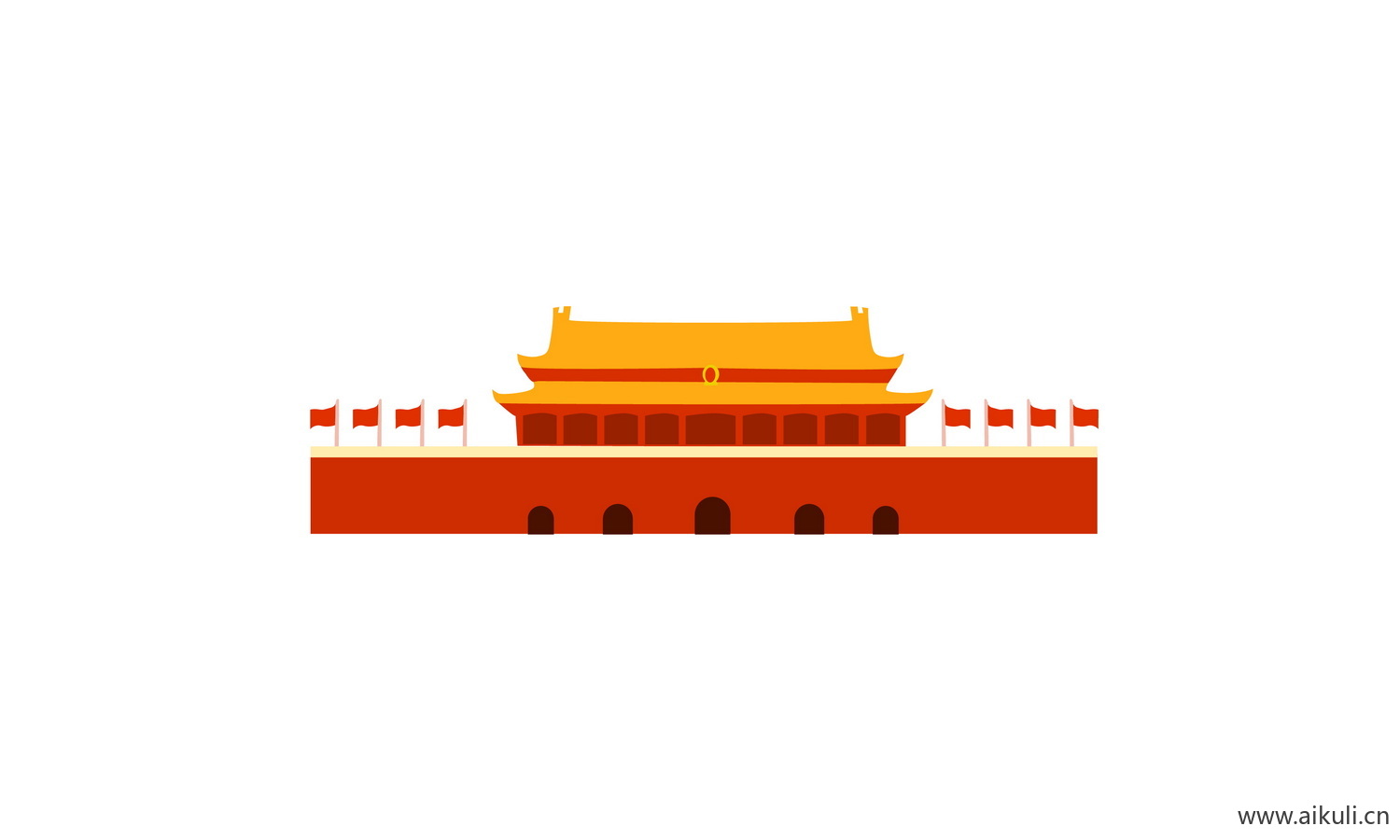 插画背景I天安门建筑psd素材