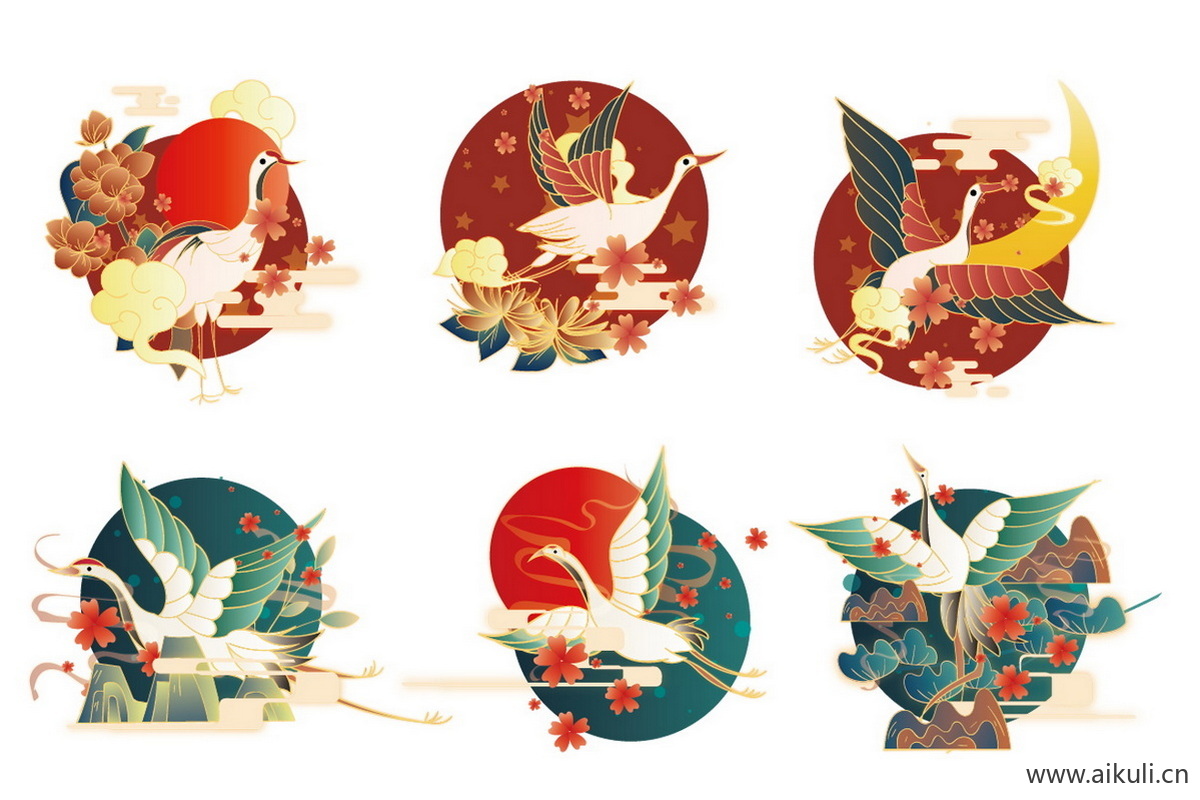 动物鸟类G仙鹤元素插画PSD素材
