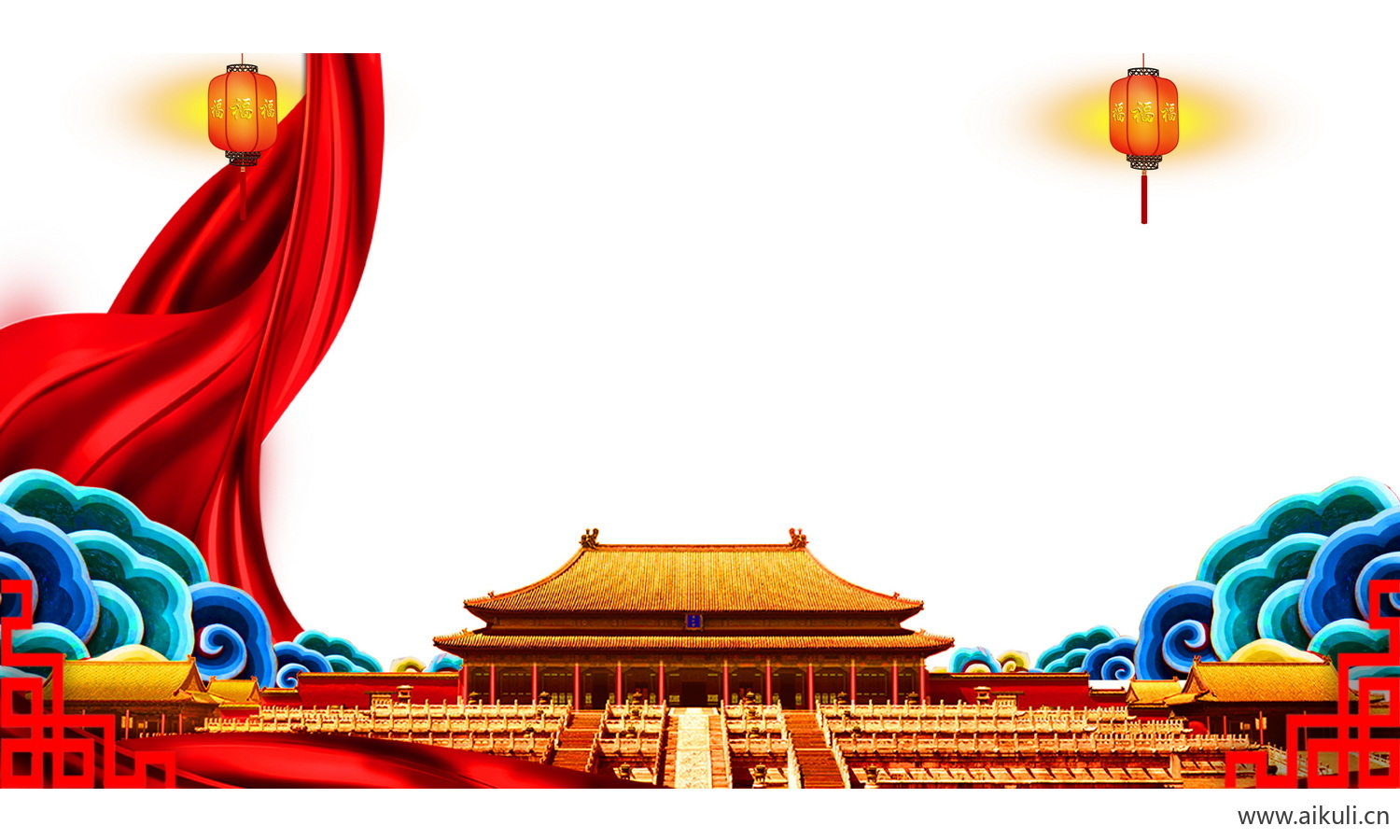 手绘插画C背景天安门建筑psd素材