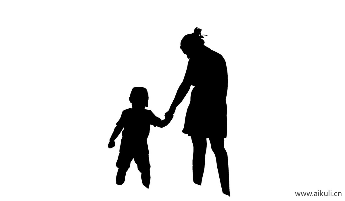 现代黑色剪影L父母子女剪影PS素材
