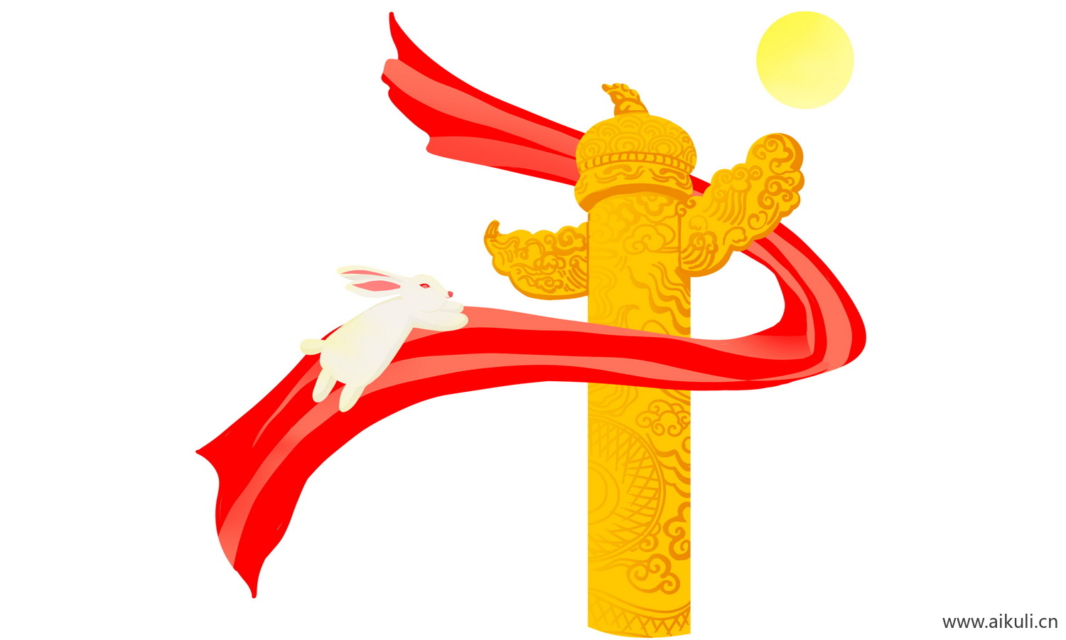 卡通手绘W华表插画素材psd设计素材