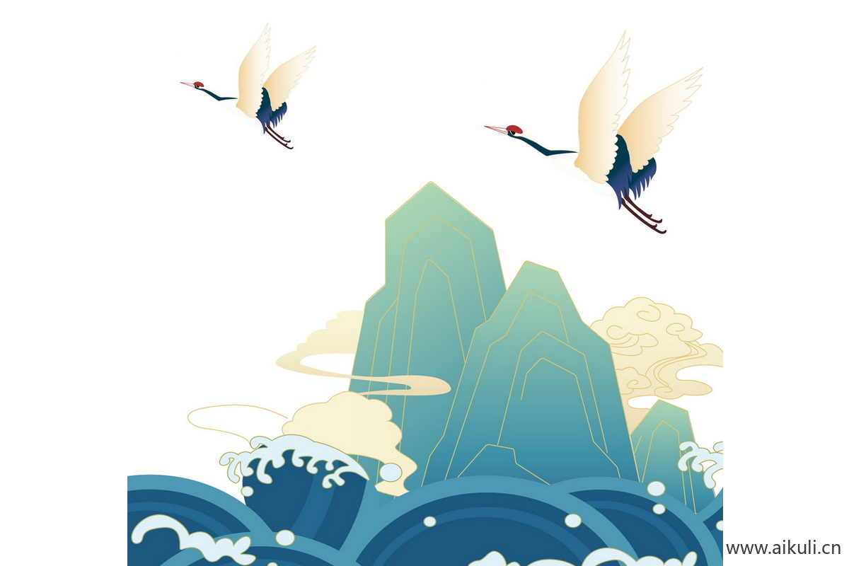 动物鸟类C仙鹤元素插画PSD素材