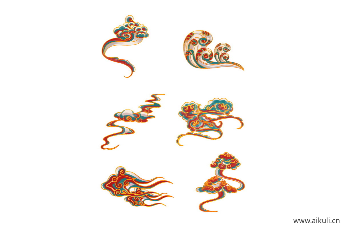 古风祥云装饰花纹云纹元素插画PSD