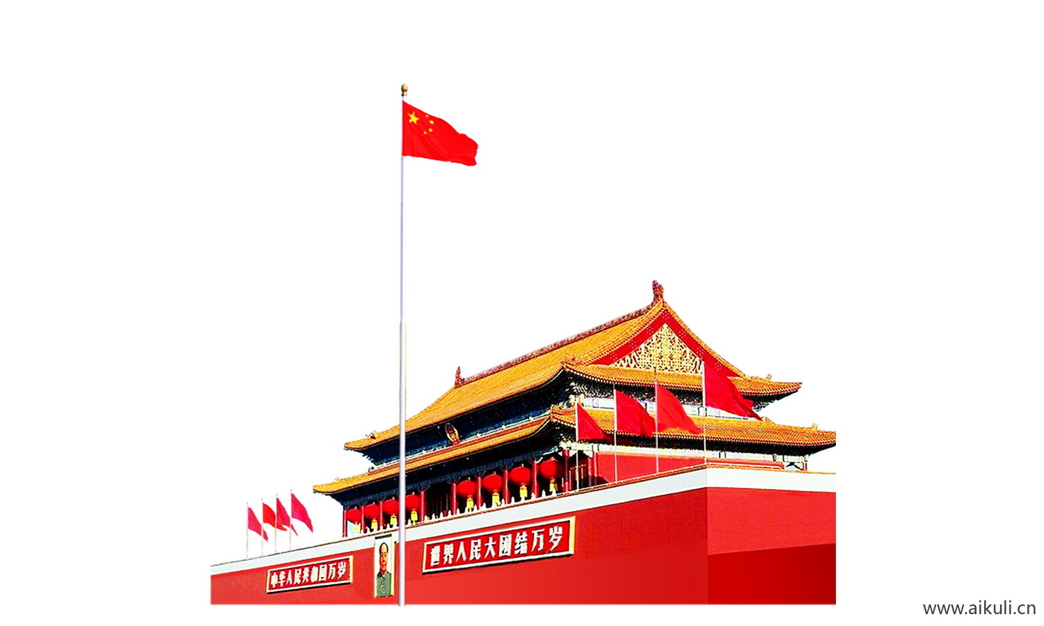 卡通插画背景F天安门建筑psd素材
