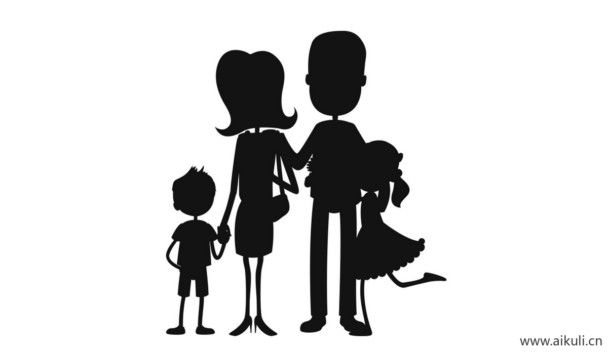 人物父母子女剪影G PS素材