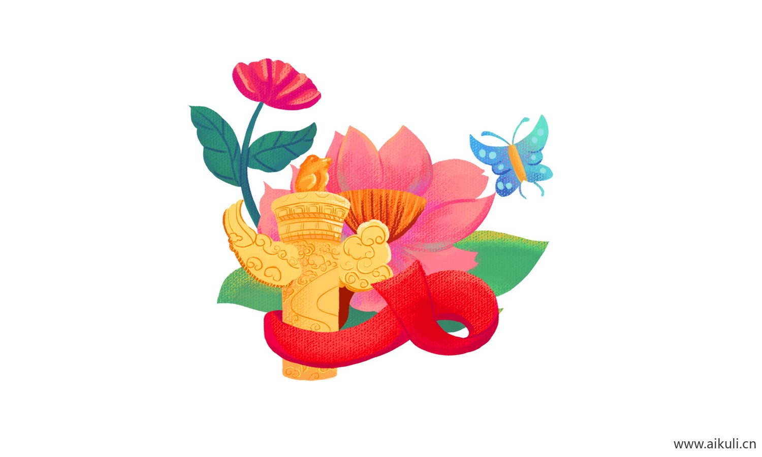 卡通手绘M华表插画素材psd设计素材