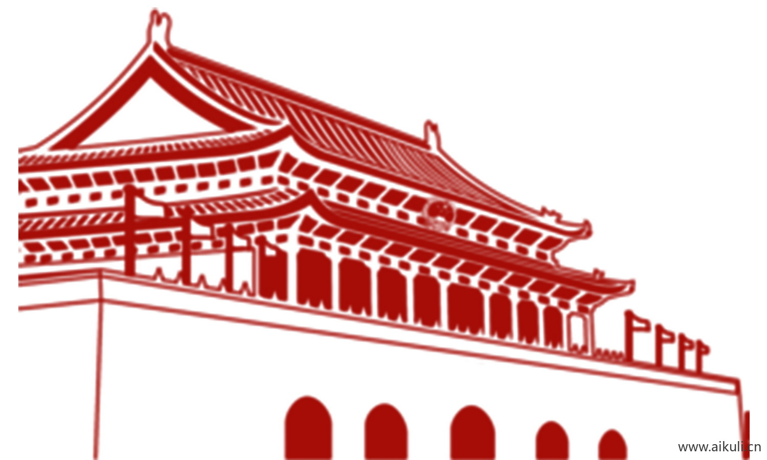 线稿天安门E剪影PSD元素