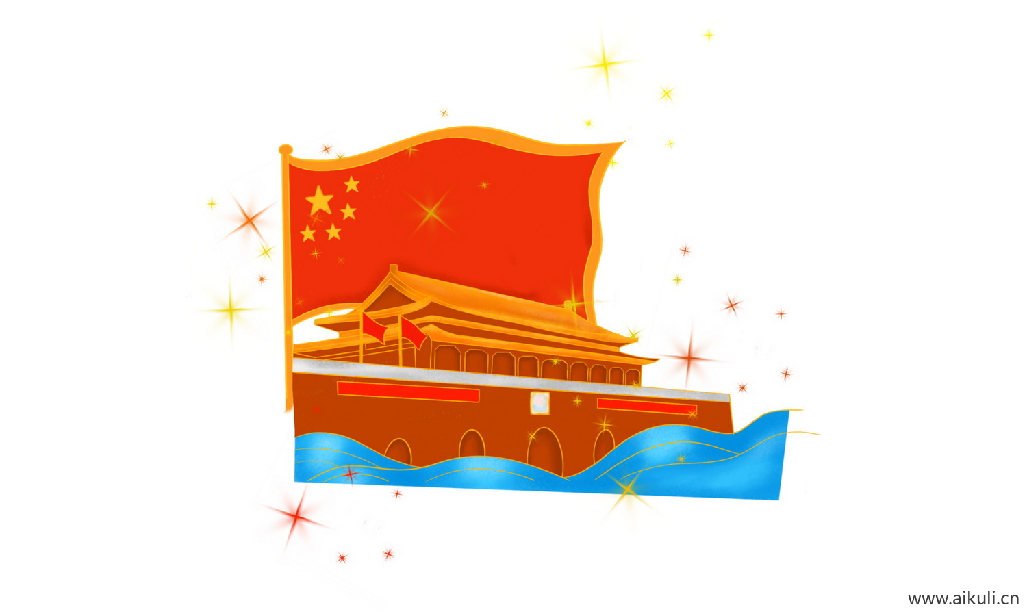 天安门建筑N手绘插画psd素材