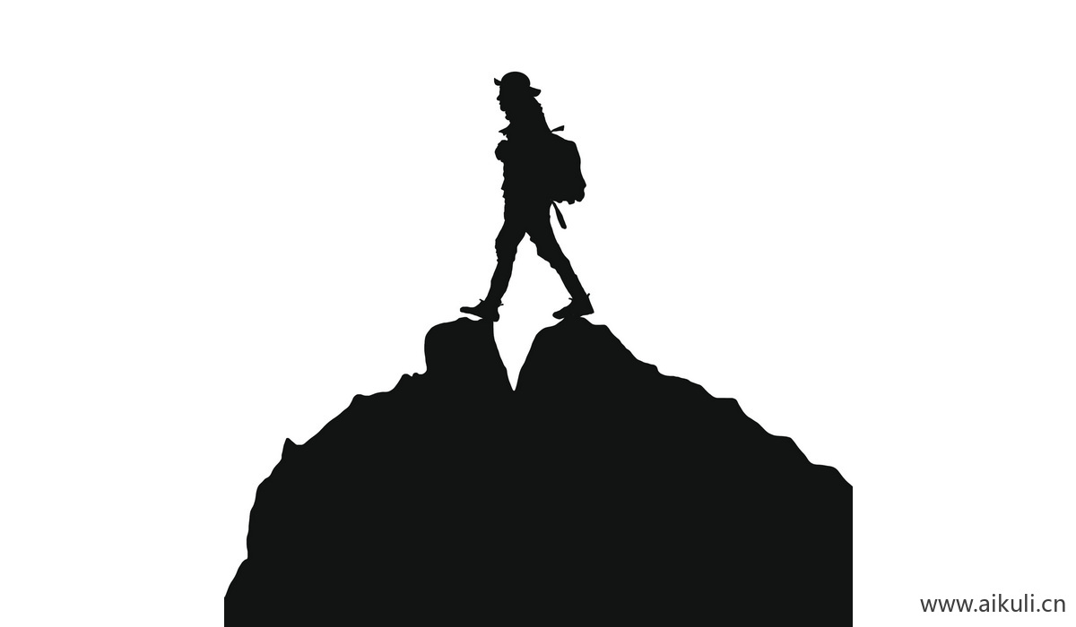 户外体育健身爬山登山黑白小人物I剪影素材