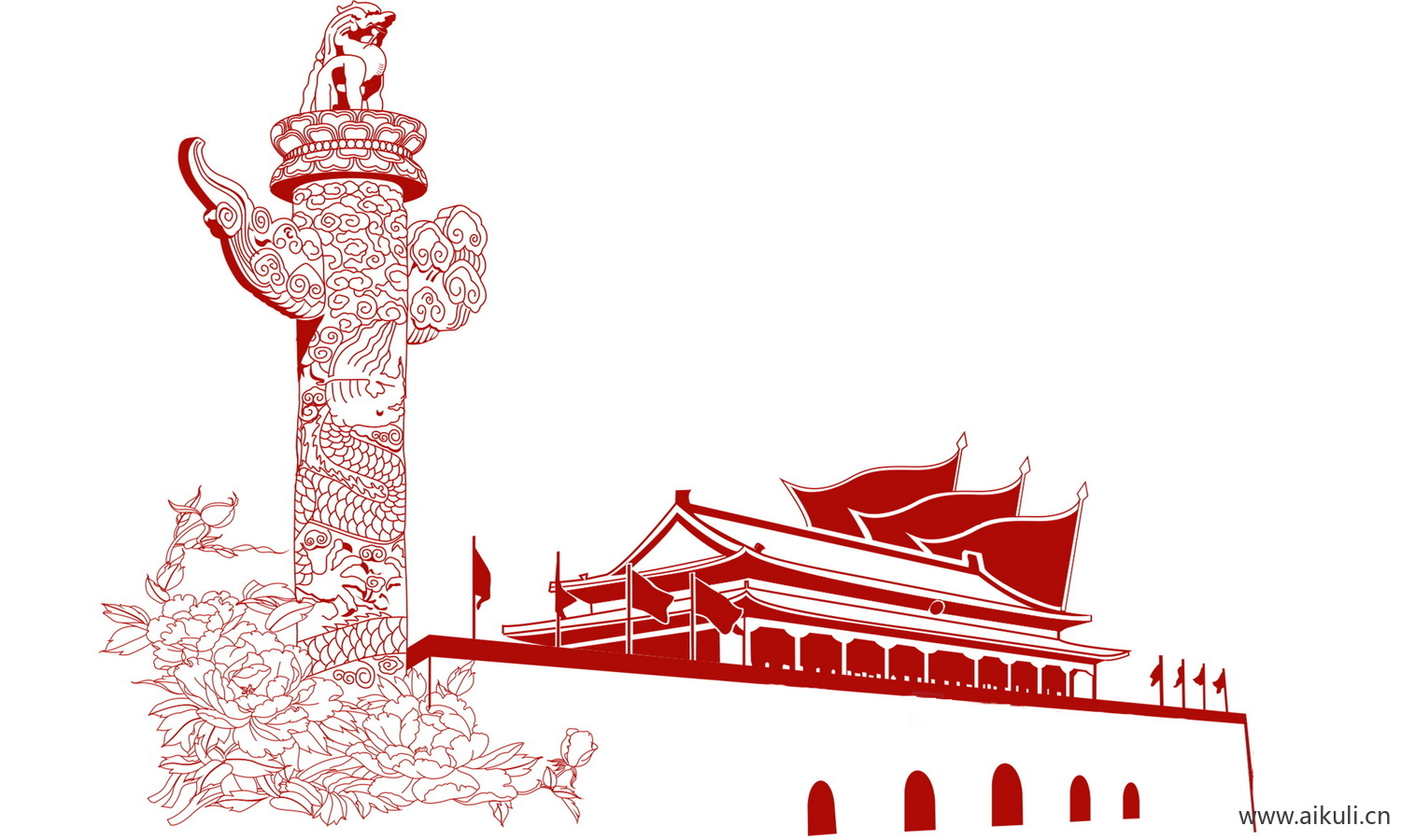 线稿天安门B剪影PSD元素