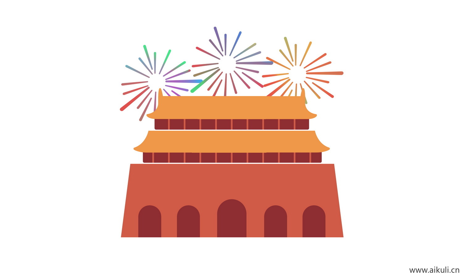 插画背景A天安门建筑psd素材