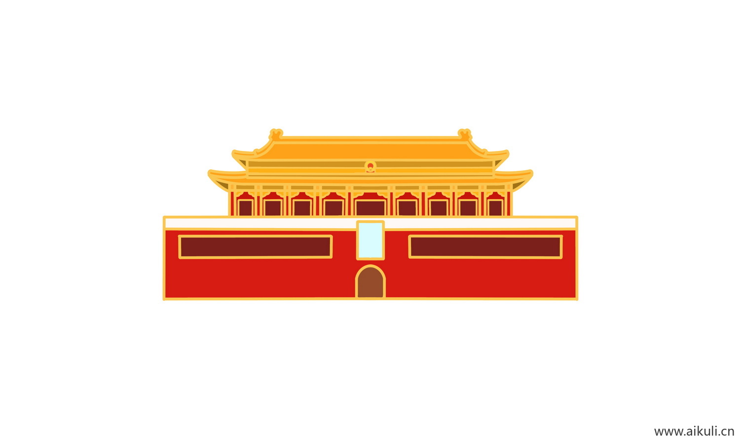 卡通插画背景B天安门建筑psd素材