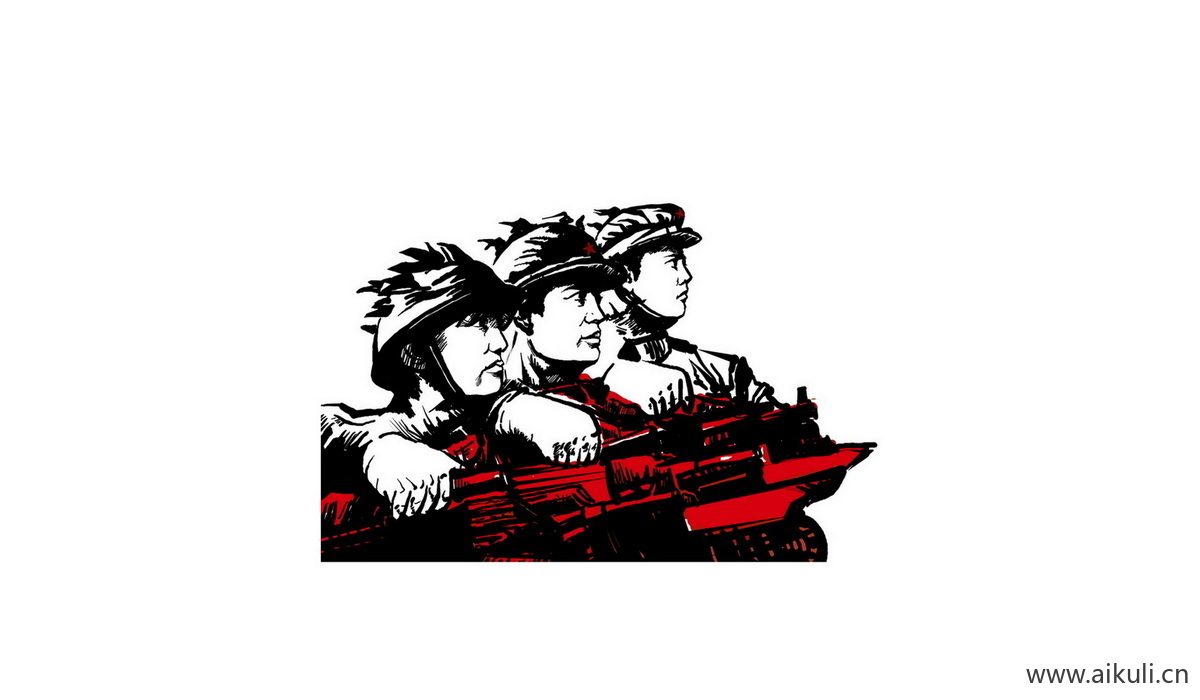 红色士兵战士军C人物雕像敬礼PSD剪影人物