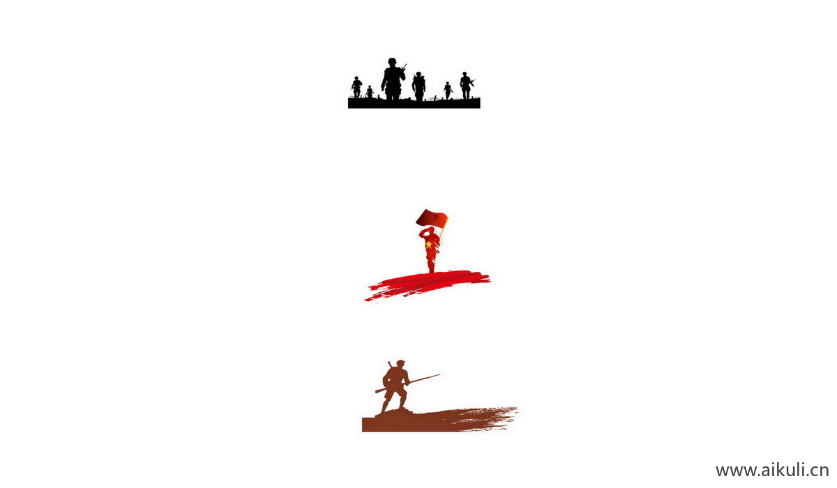 剪影人物E红色士兵战士军PSD素材