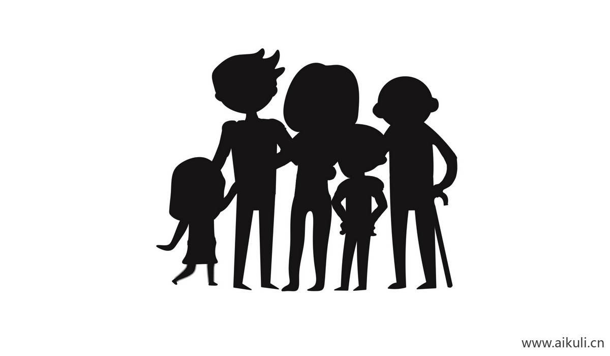 人物父母子女剪影J PS素材