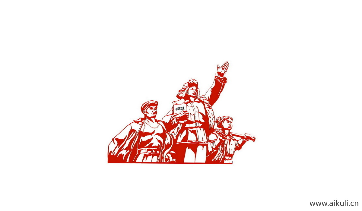 红色士兵战士军E人物雕像敬礼PSD剪影人物
