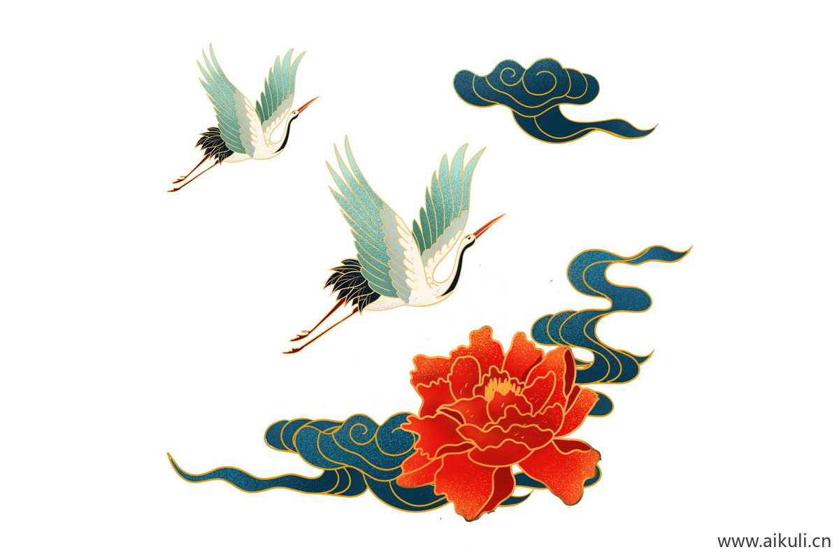动物鸟类F仙鹤元素插画PSD素材