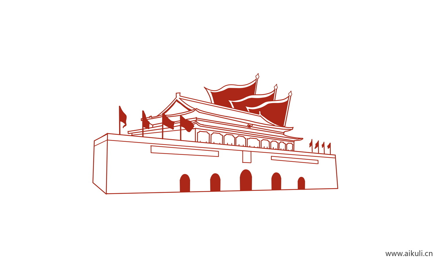 线稿天安门L剪影PSD元素