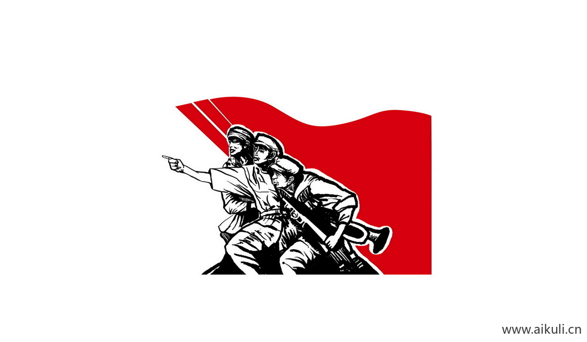 红色士兵战士军A人物雕像敬礼PSD剪影人物
