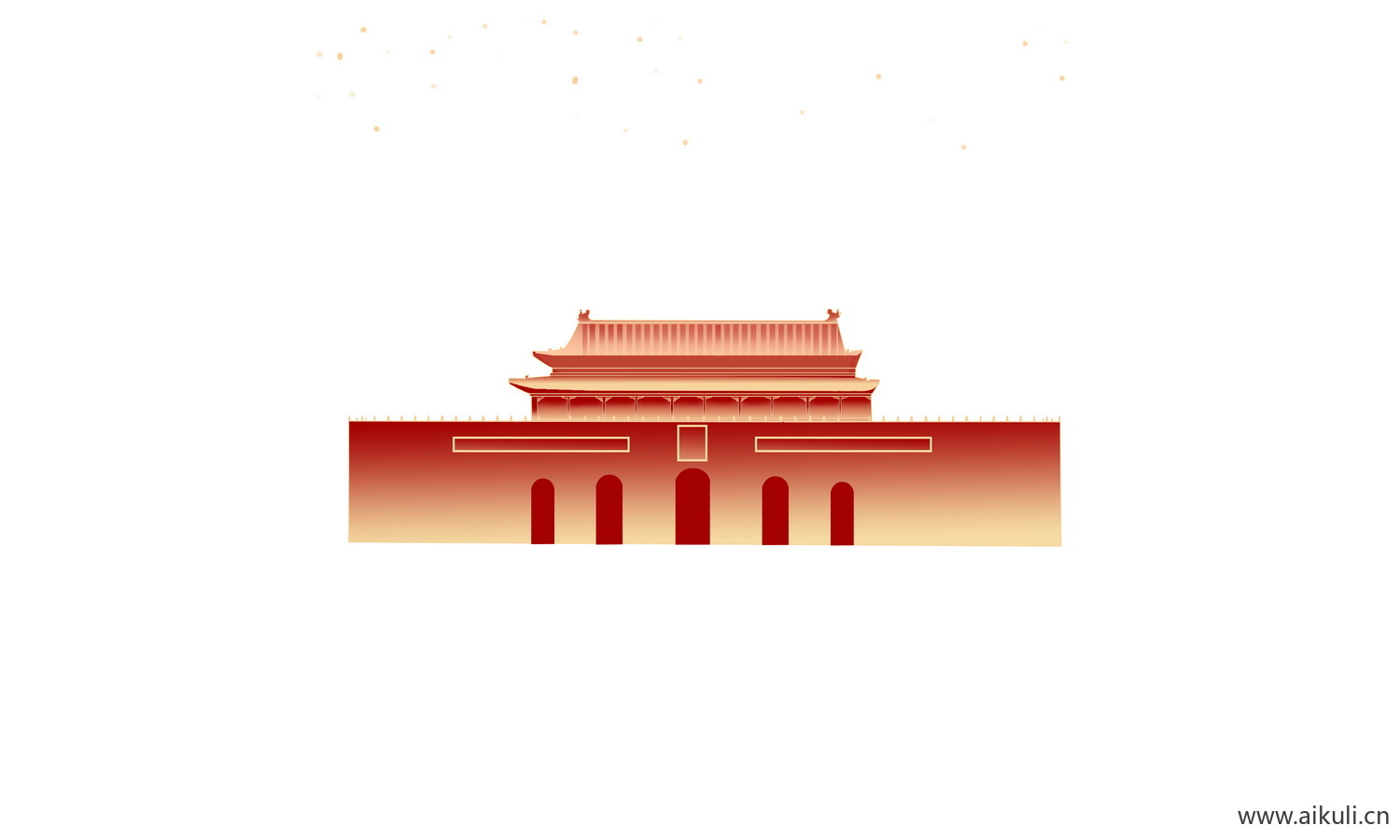 中国风红色节日背景天安门建筑L手绘插画psd素材