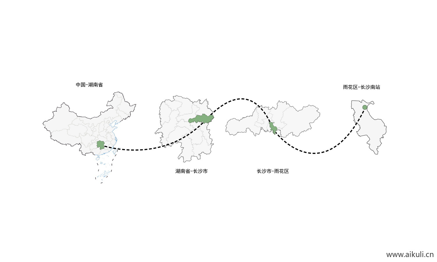 免抠湖南省长沙市地理地图区位分析图