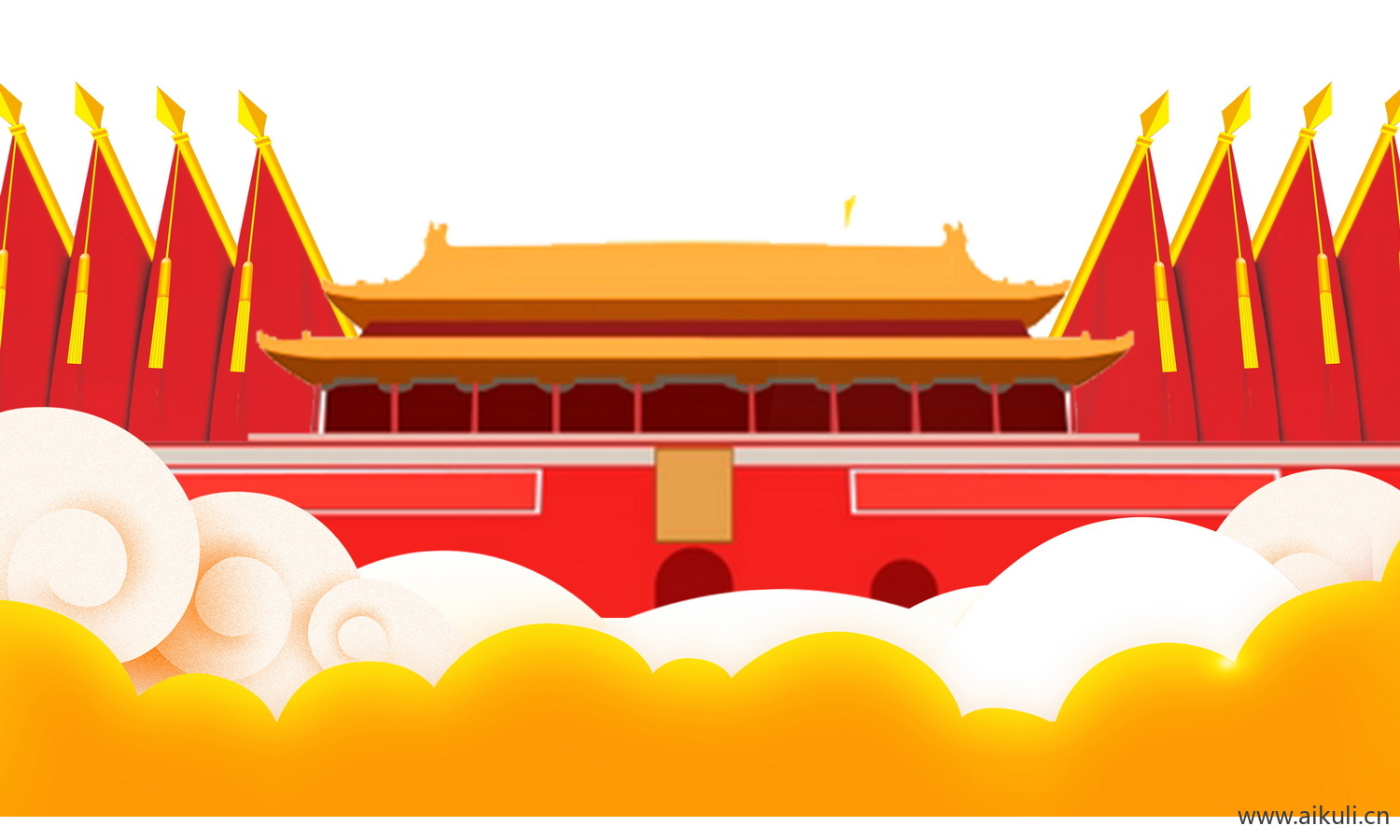 天安门建筑Q手绘插画psd素材