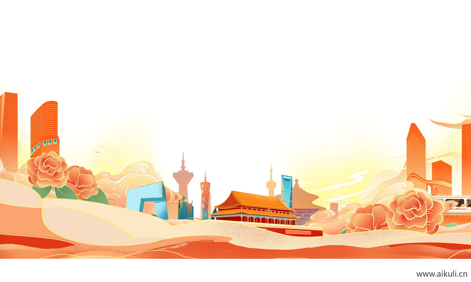 卡通手绘R华表插画素材psd设计素材