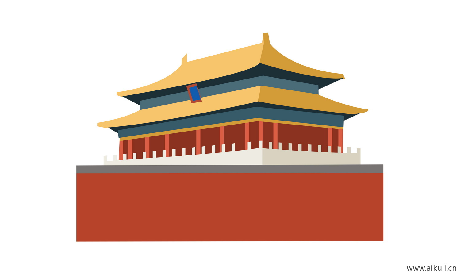 卡通插画背景T天安门建筑psd素材