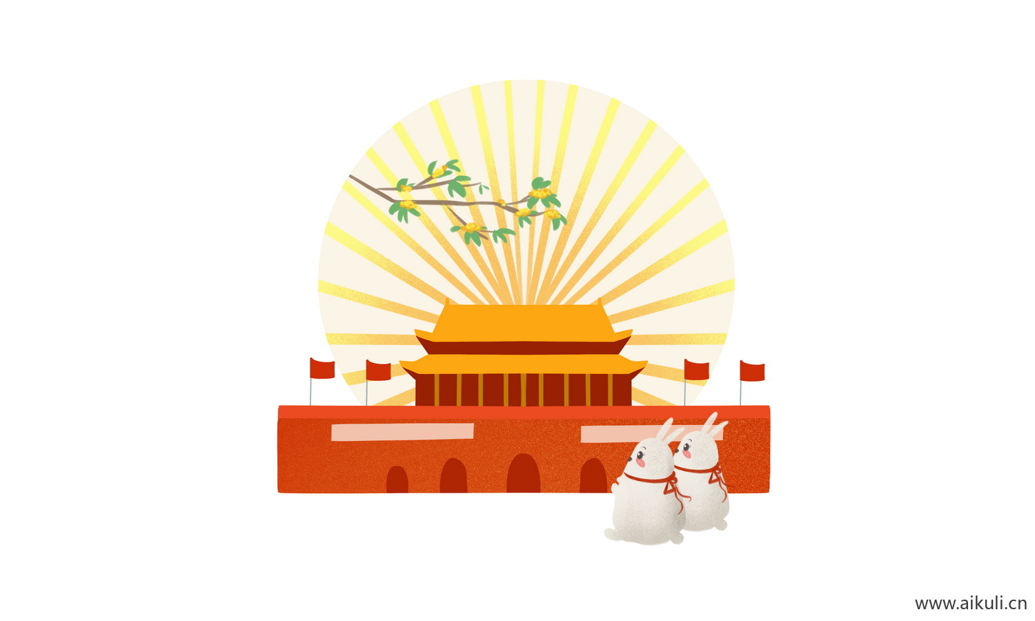 手绘插画T背景天安门建筑psd素材