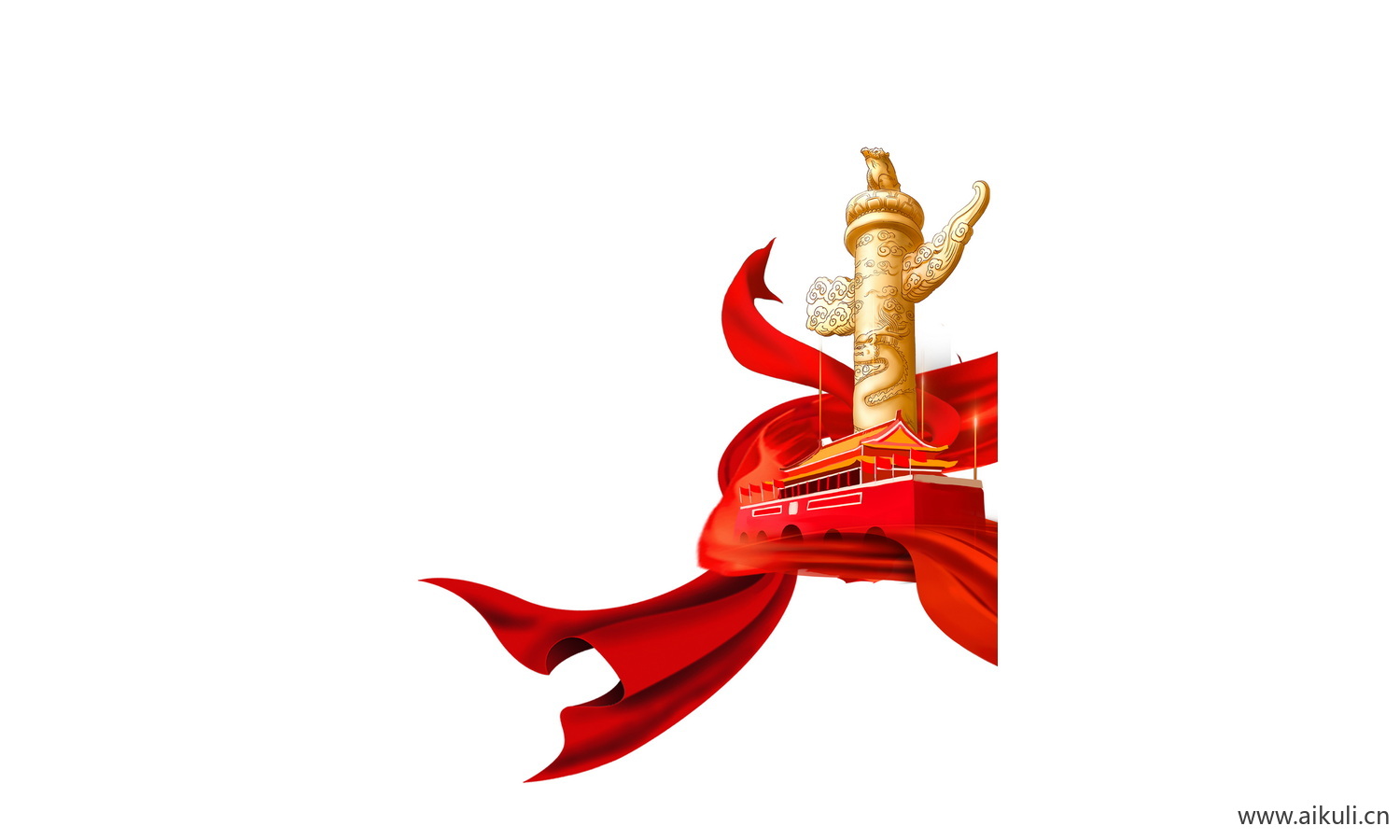 卡通手绘U华表插画素材psd设计素材
