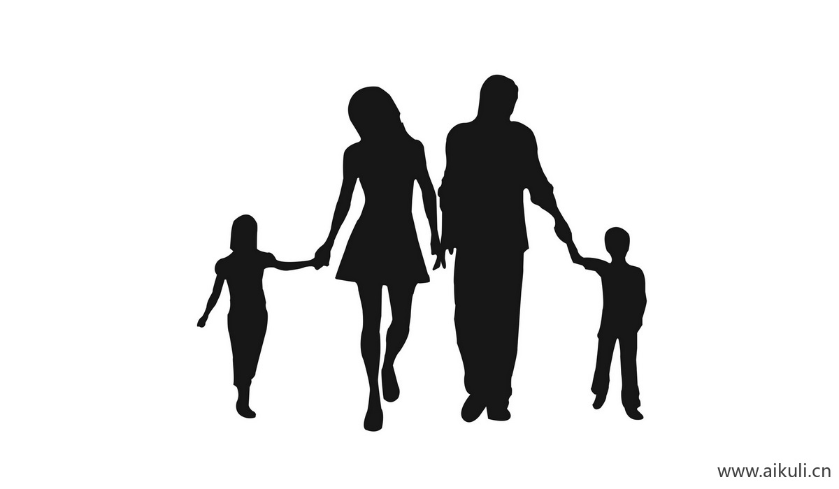 人物父母子女剪影E PS素材