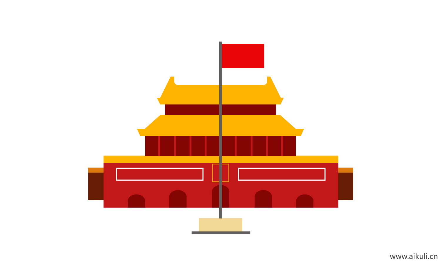 卡通插画背景P天安门建筑psd素材