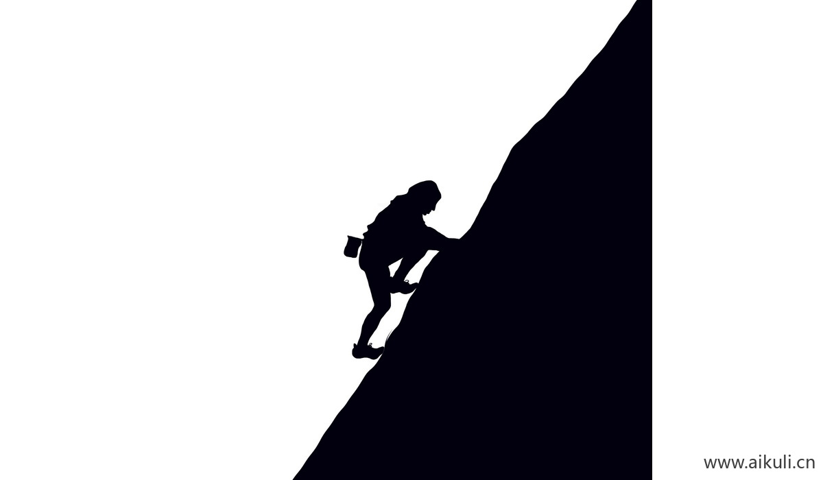 户外体育健身爬山登山黑白小人物H剪影素材