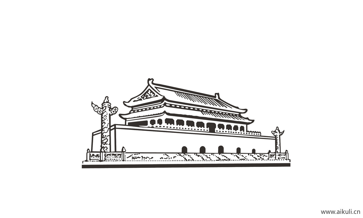 天安门党建元素剪影P PSD元素