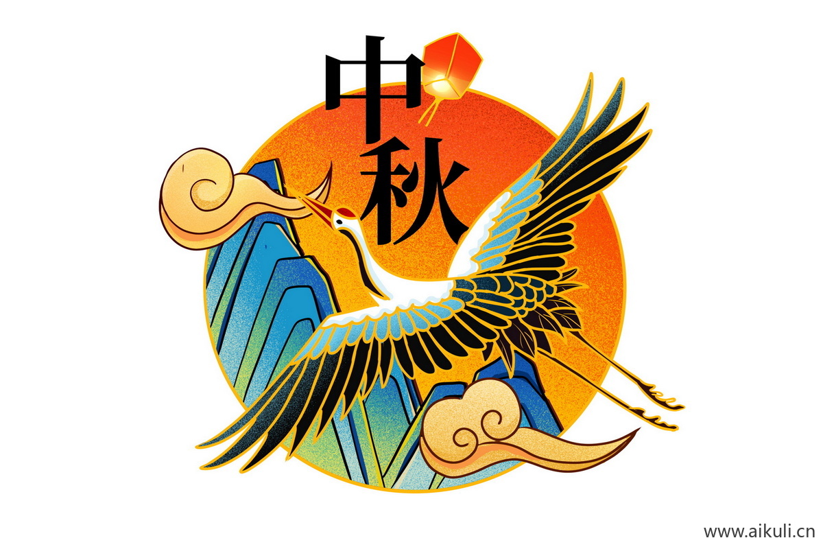 国风手绘G仙鹤psd元素