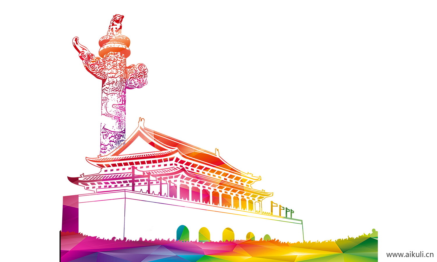 天安门党建元素剪影L PSD元素