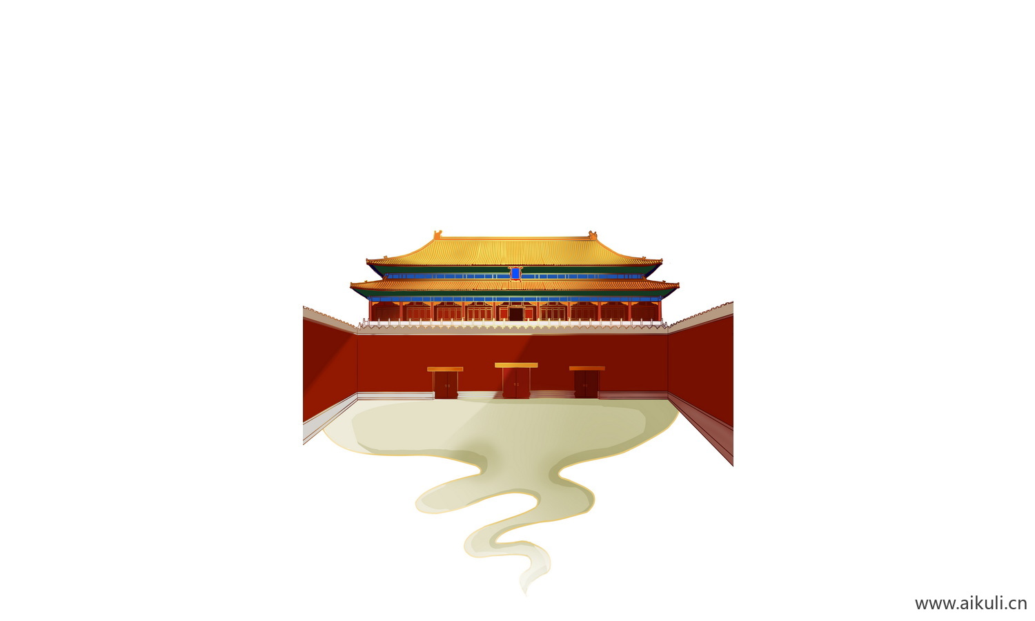 天安门建筑L手绘插画psd素材