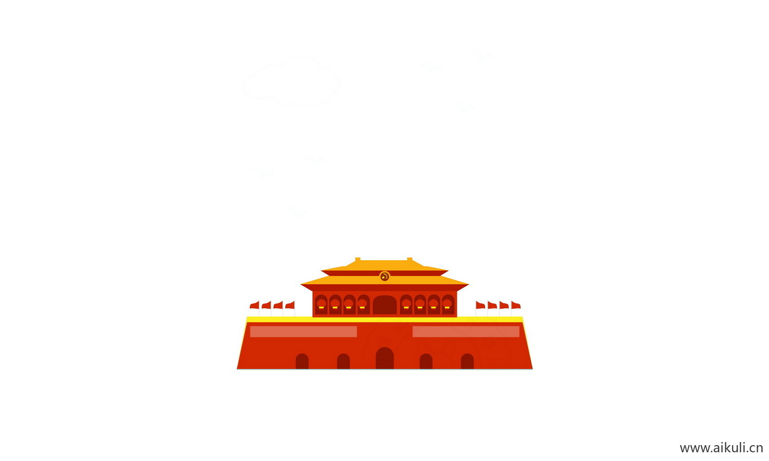 插画背景J天安门建筑psd素材