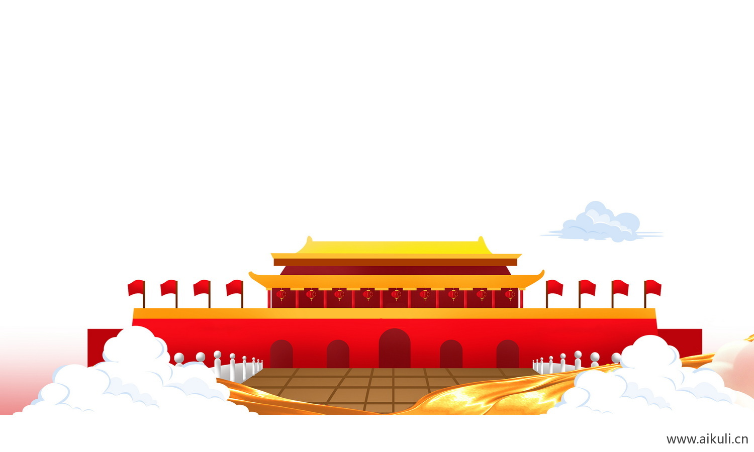 天安门建筑I手绘插画psd素材