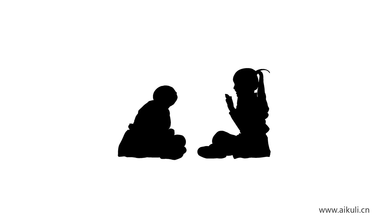 黑白人物小朋友儿童M卡通运动剪影psd素材